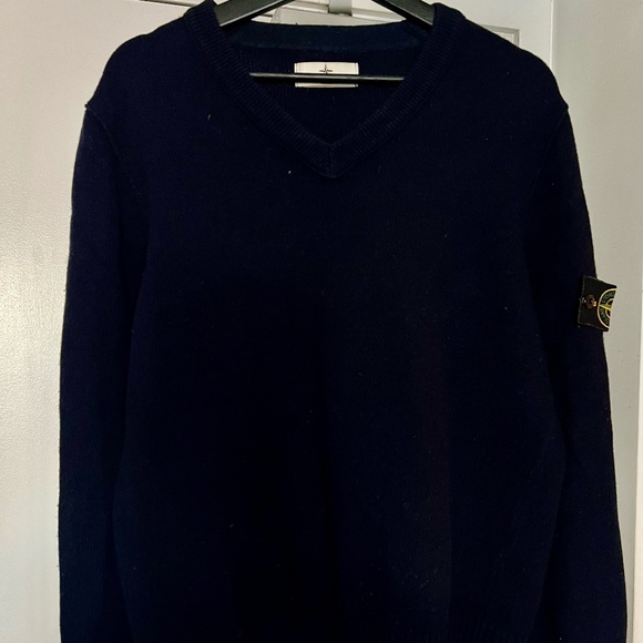 Stone Island 80% Wool 20% Polyamide XL V-Neck Sweater - Picture 1 of 7